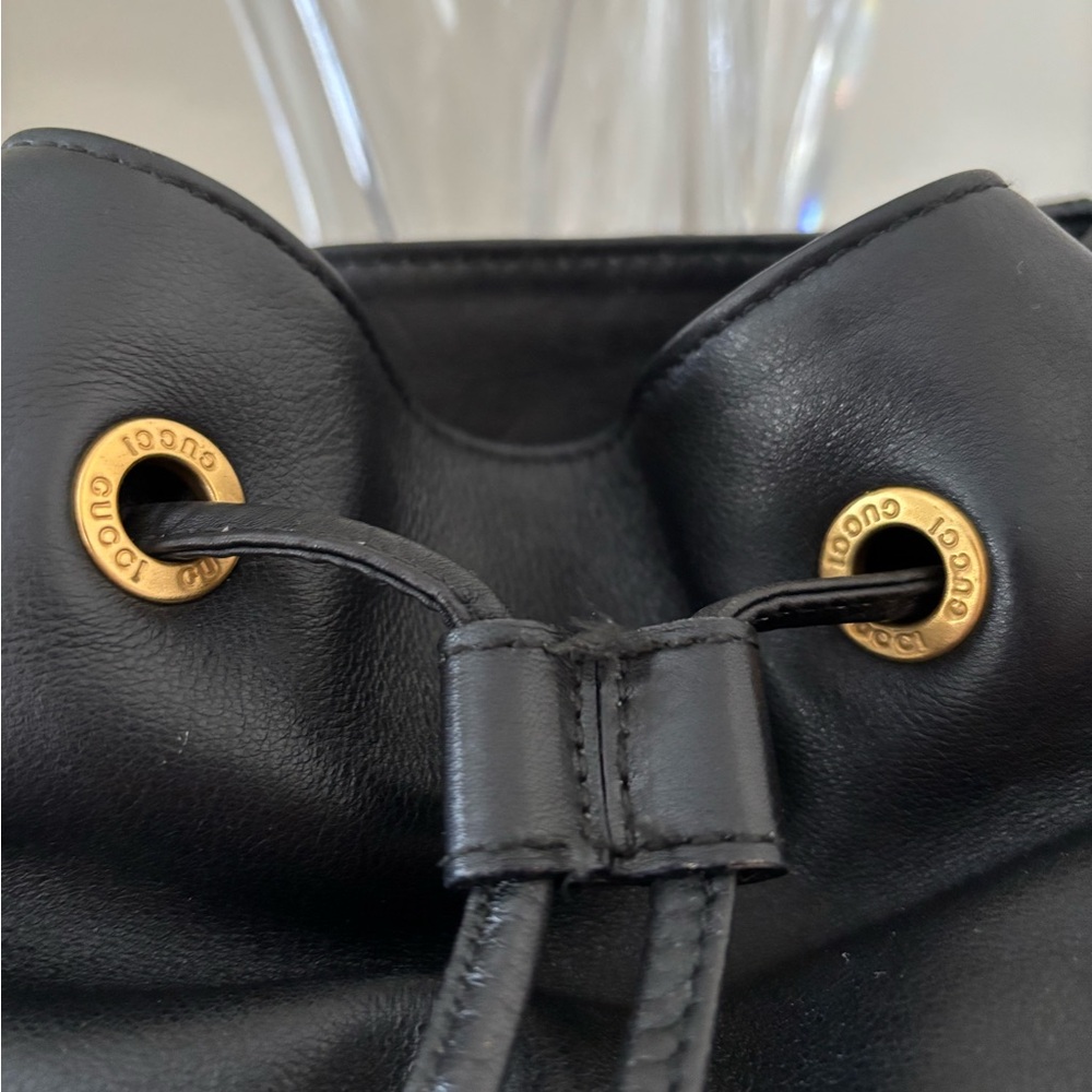 Authentic Gucci Bamboo Line Black Leather Backpack | Iconic Vintage Luxury - Picture 5 of 9